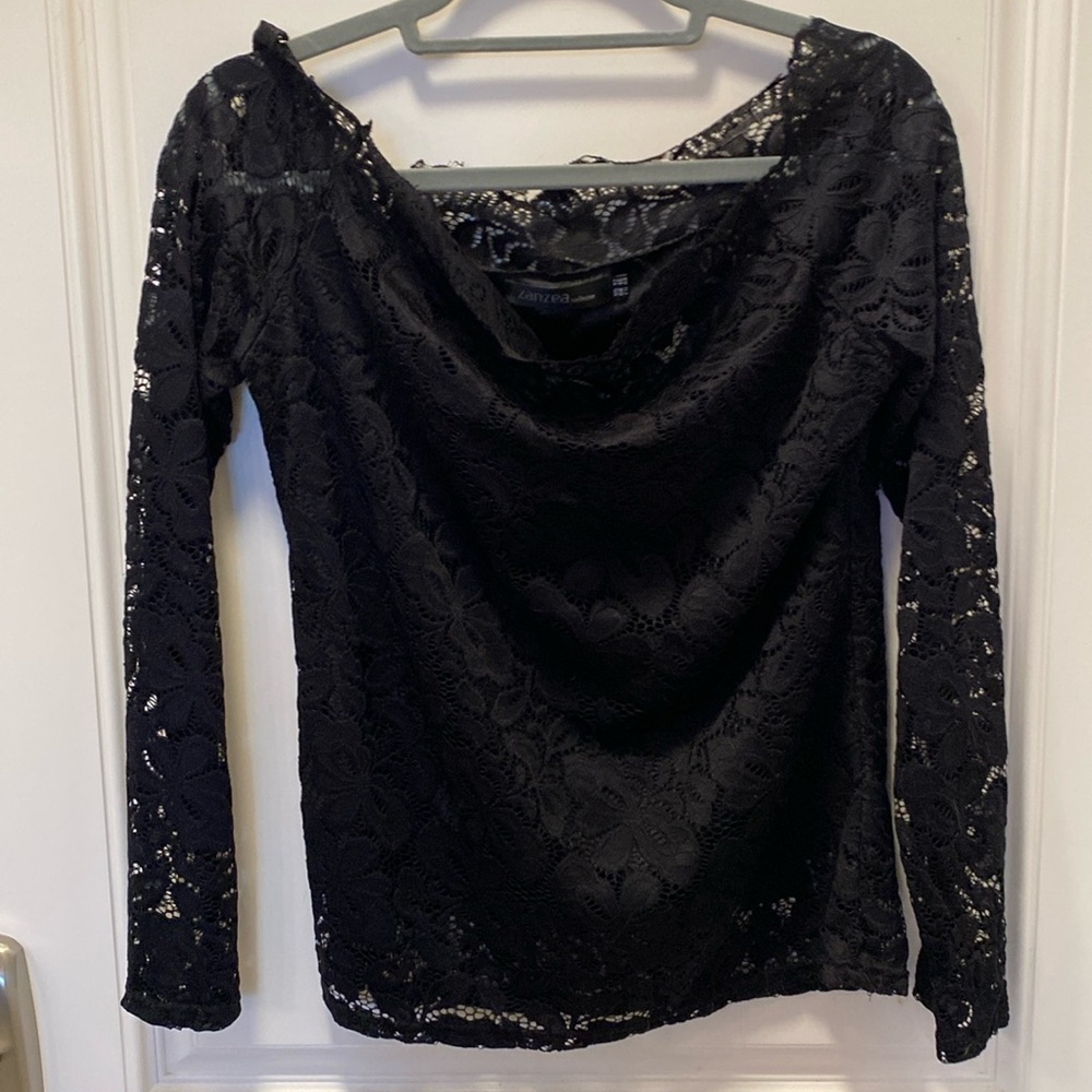 Black Embroidered Shirt Blouse Size 12 New